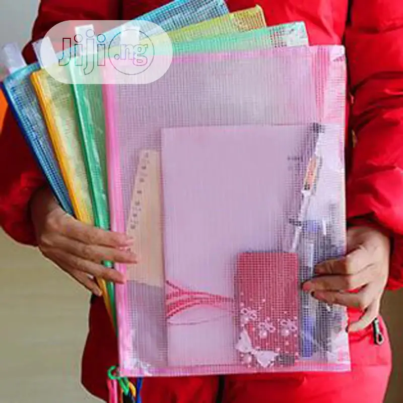12pcs/Lot Gridding Waterproof Zip Bag Document Pen Filing