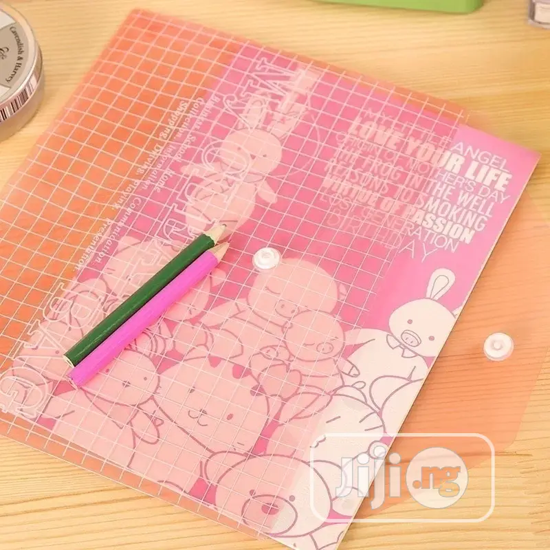 12pcs A4 Format Color File Holder Thicken Button Clear Bag