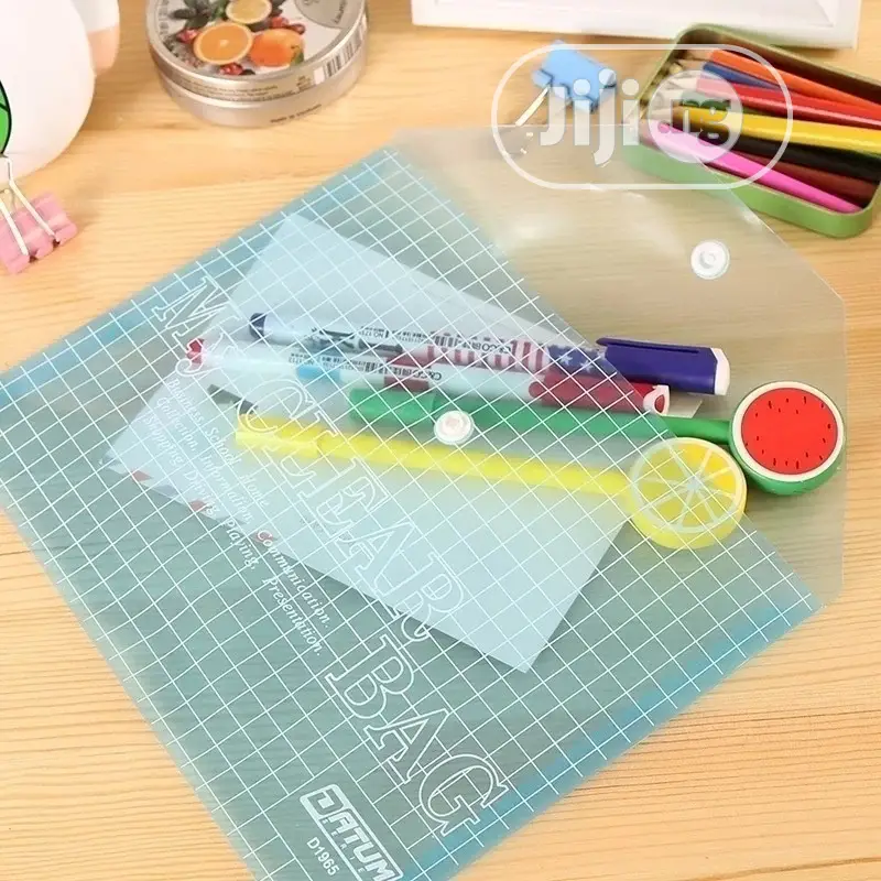12pcs A4 Format Color File Holder Thicken Button Clear Bag
