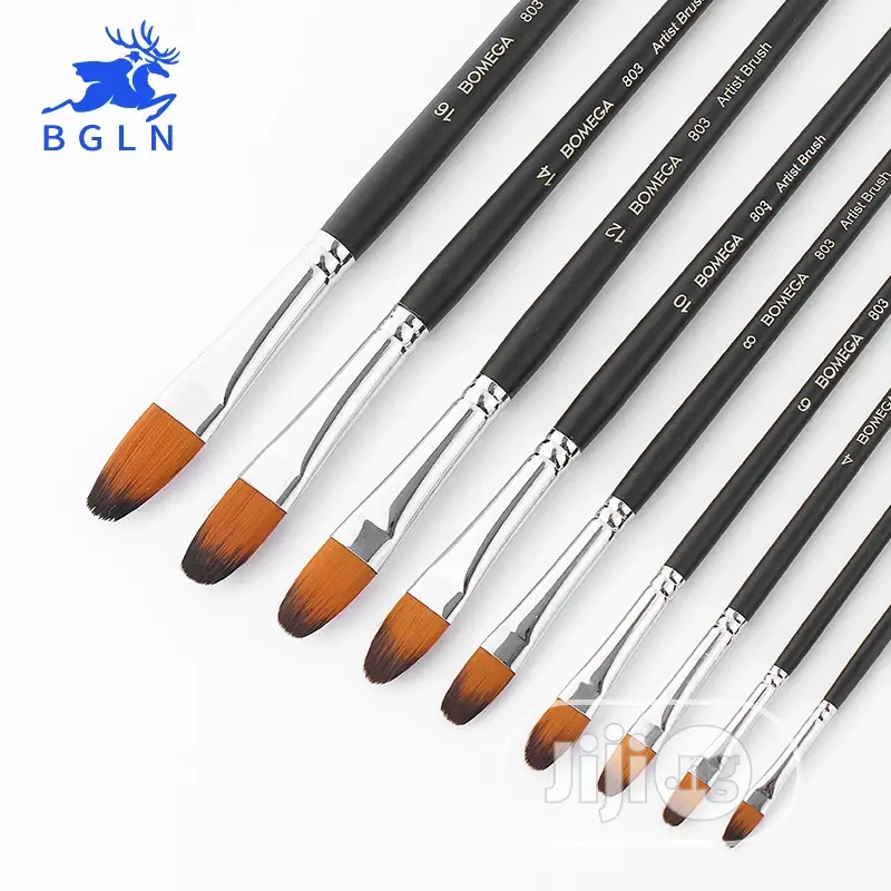 9pcs/Set Oil Paint Brush Round Painting Brush For Watercolor
