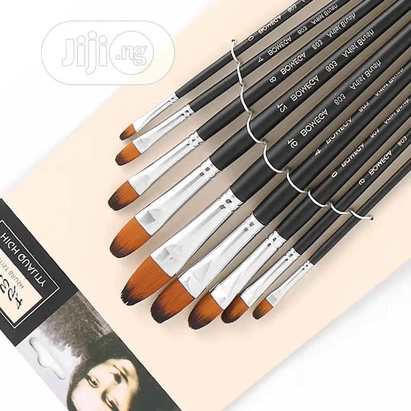 9pcs/Set Oil Paint Brush Round Painting Brush For Watercolor