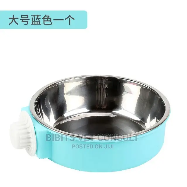 2 In 1 Candy Color Stainless Steel Pet Hanging Bowl