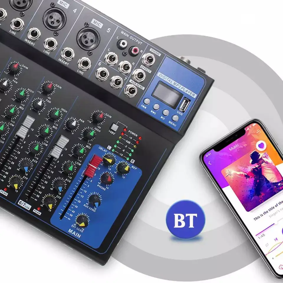 Portable 7 Channels Audio Mixer