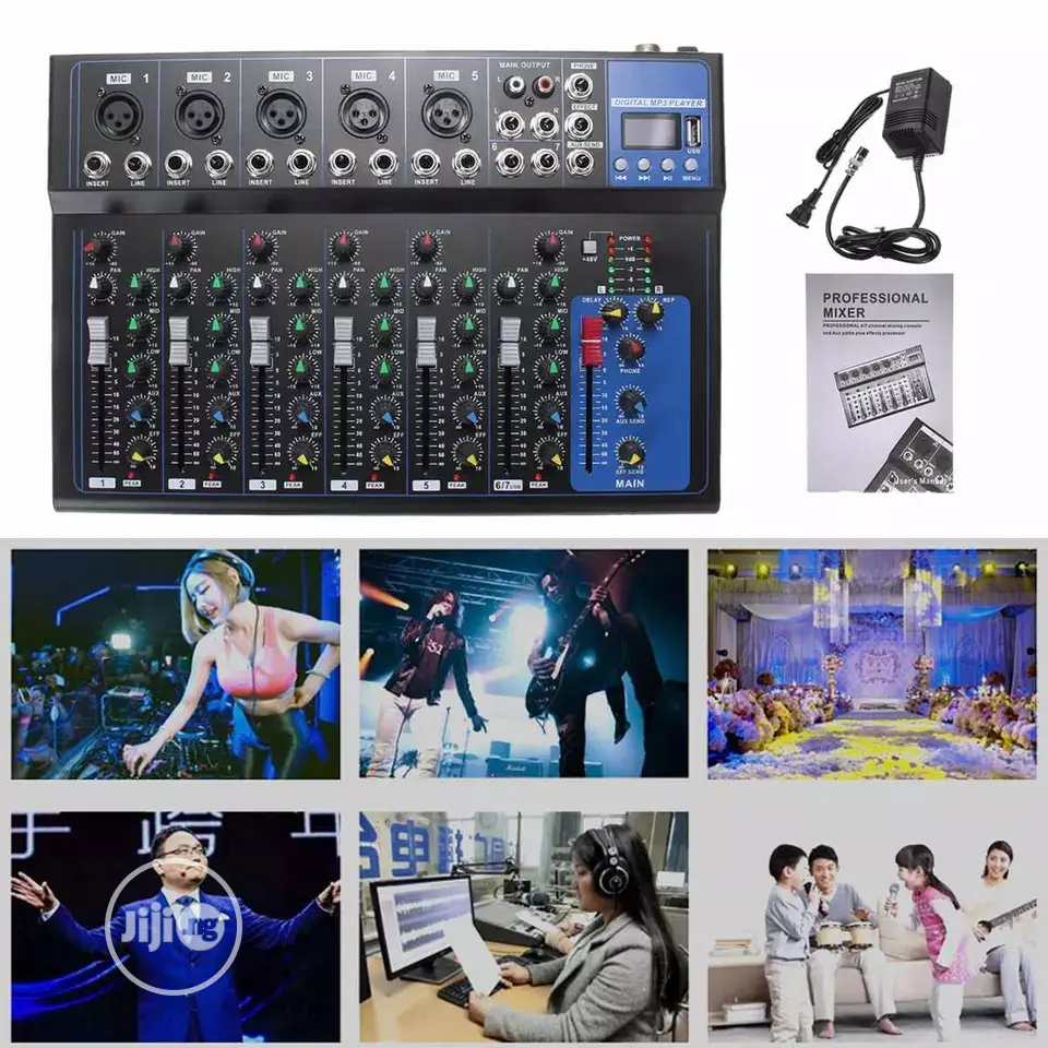 Portable 7 Channels Audio Mixer