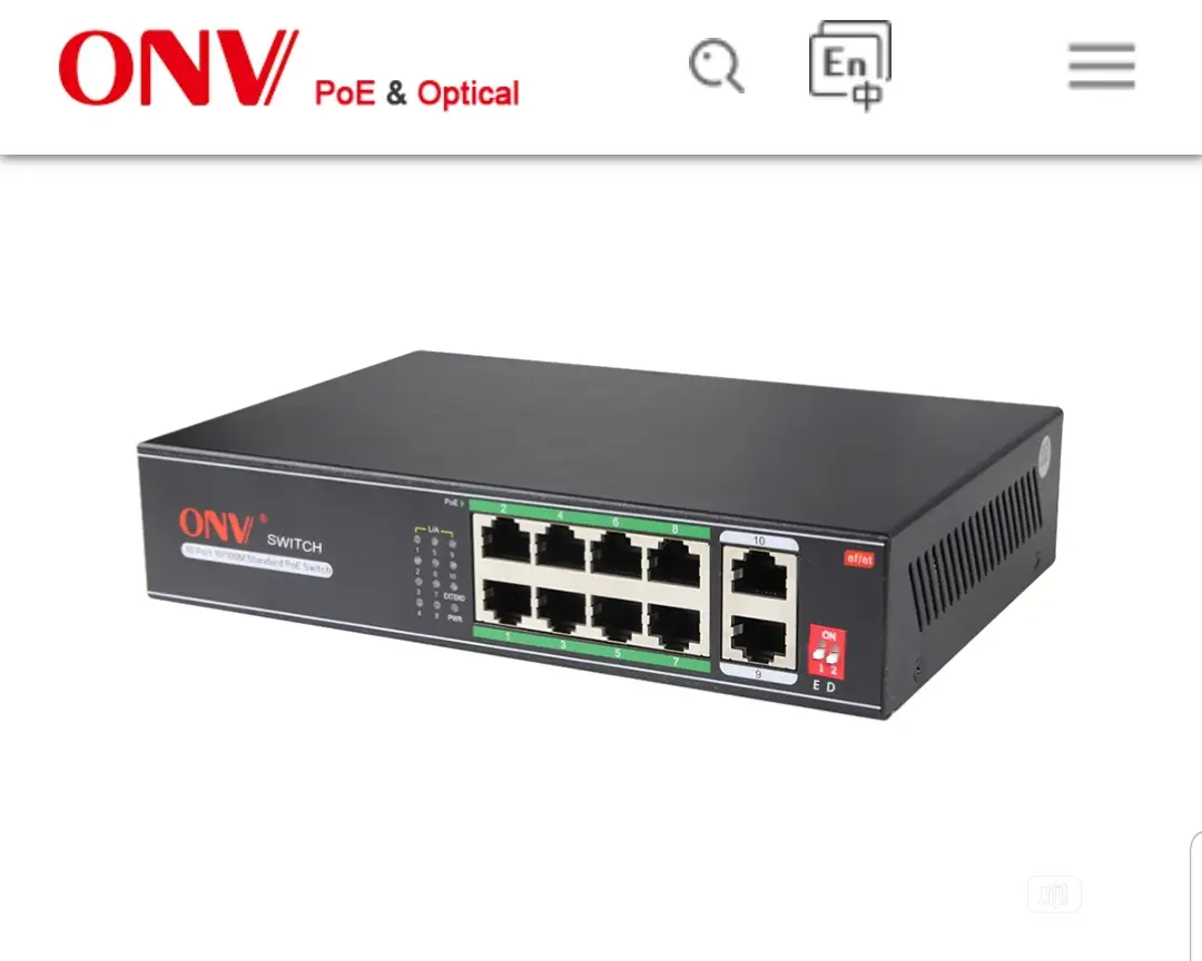 ONV 8PORT POE 10/100 Switch + 2port Uplinks 10-port