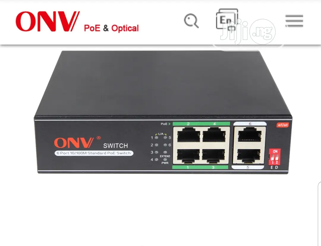 Onv 4port Poe Switch + 2 Uplinks 10/100m 6port