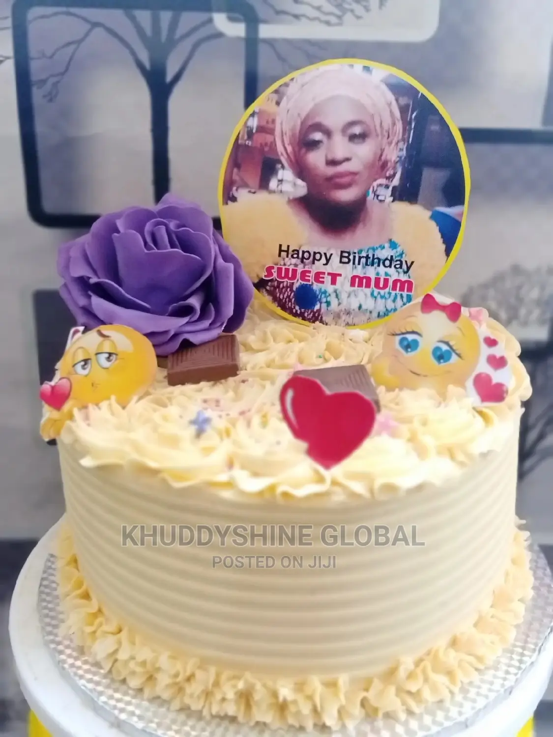Butterscotch And Milk Zest Fluffy Cake With Emojis