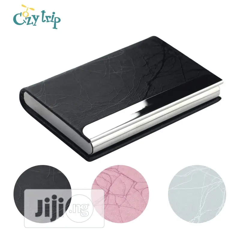 Business Card Holder Luxury PU Leather and Stainless Steel