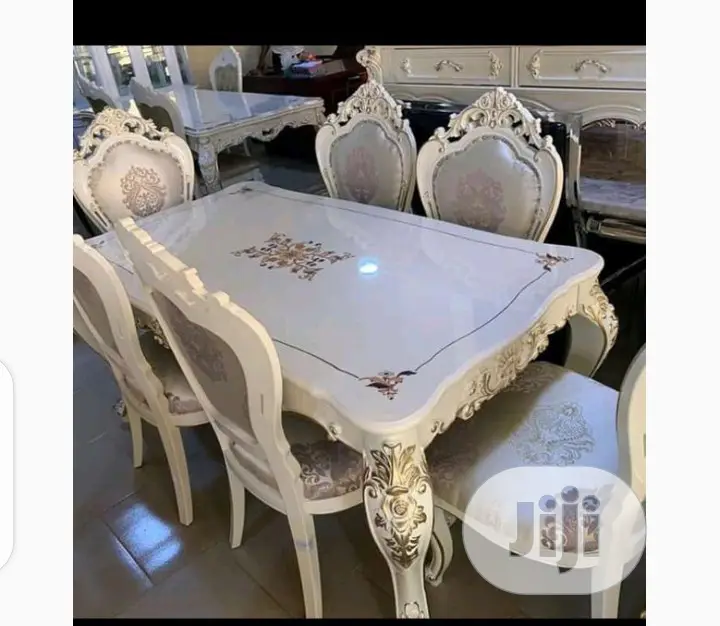 Quality 6 Seater Marble Top Dining Table Set.