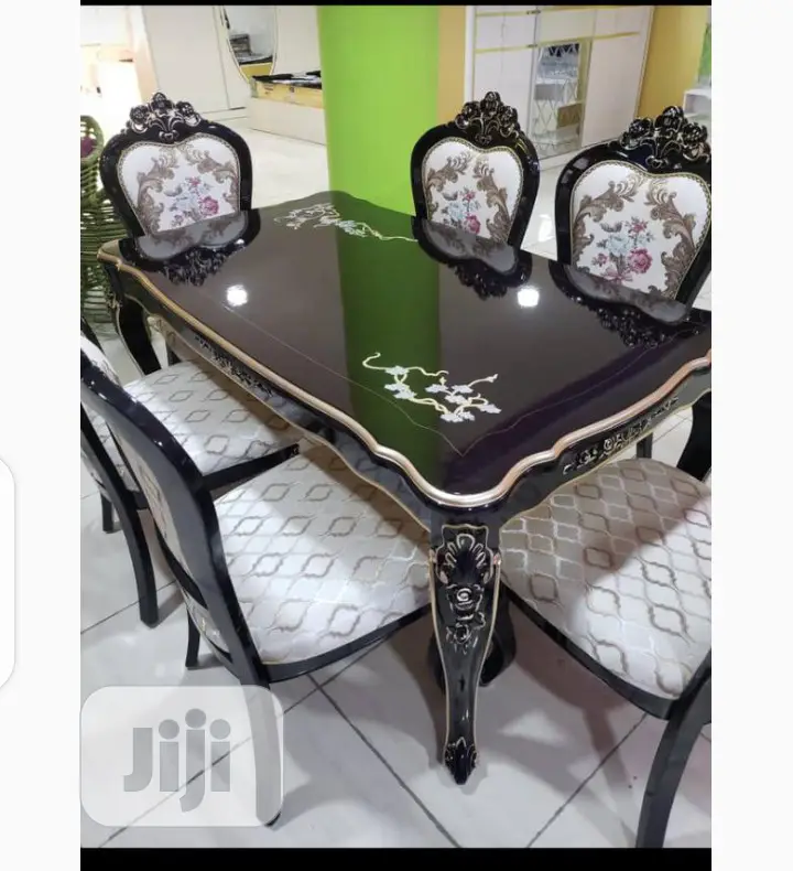 Quality 6 Seater Marble Top Dining Table Set.