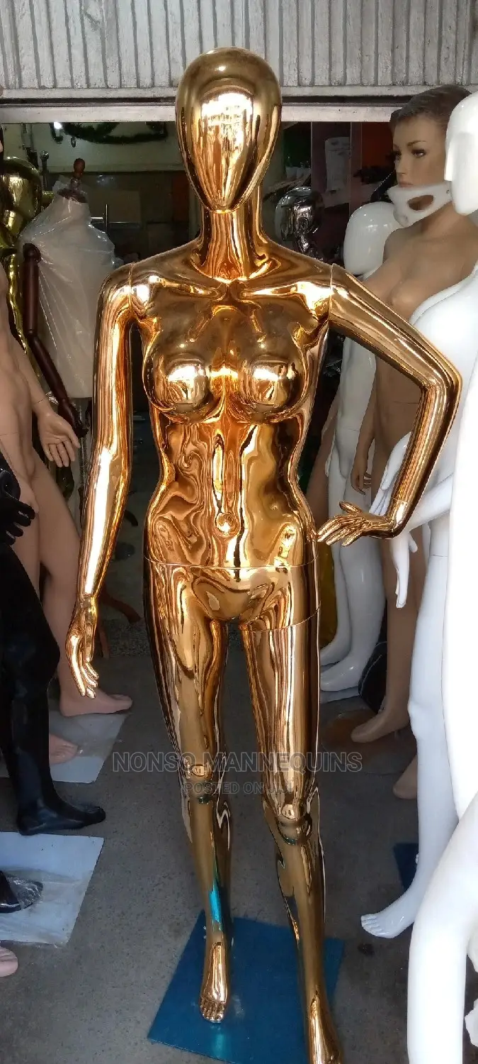 Busty Rose Gold Chrome Female Mannequins