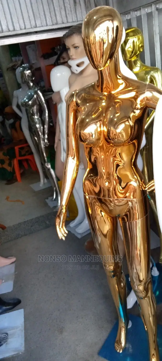 Busty Rose Gold Chrome Female Mannequins