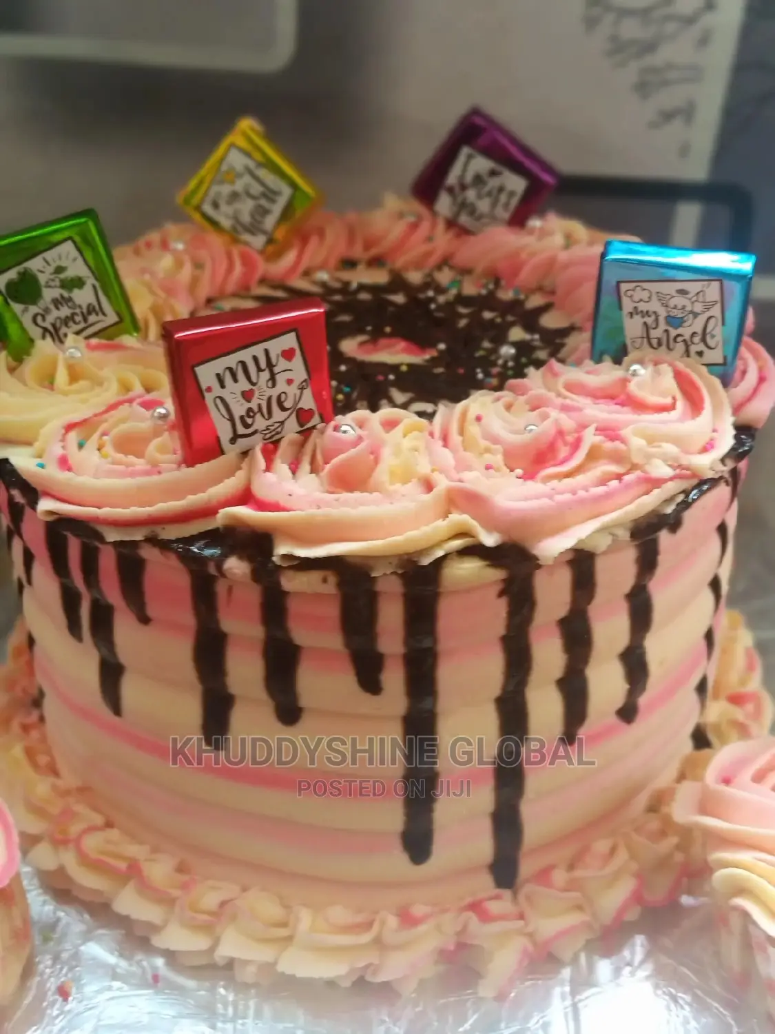 Pink N Buttercream Frosting Birthday Cake