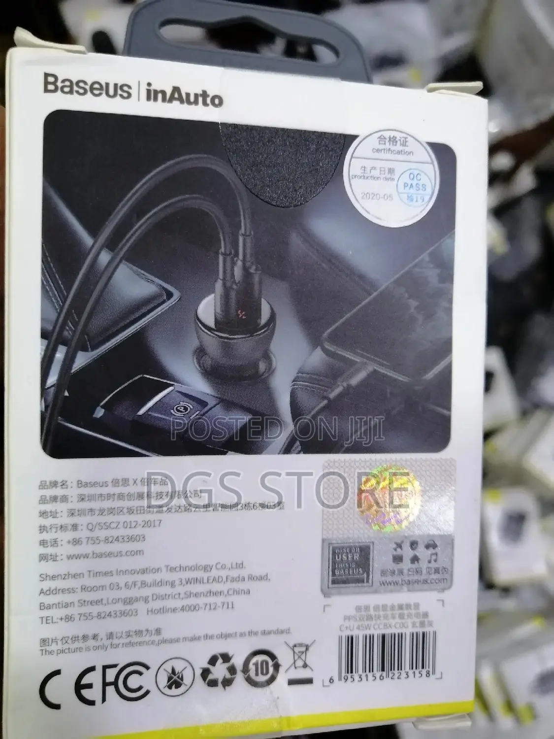 Baseus Digital Display Dual Quick Charger Car Charger 45w