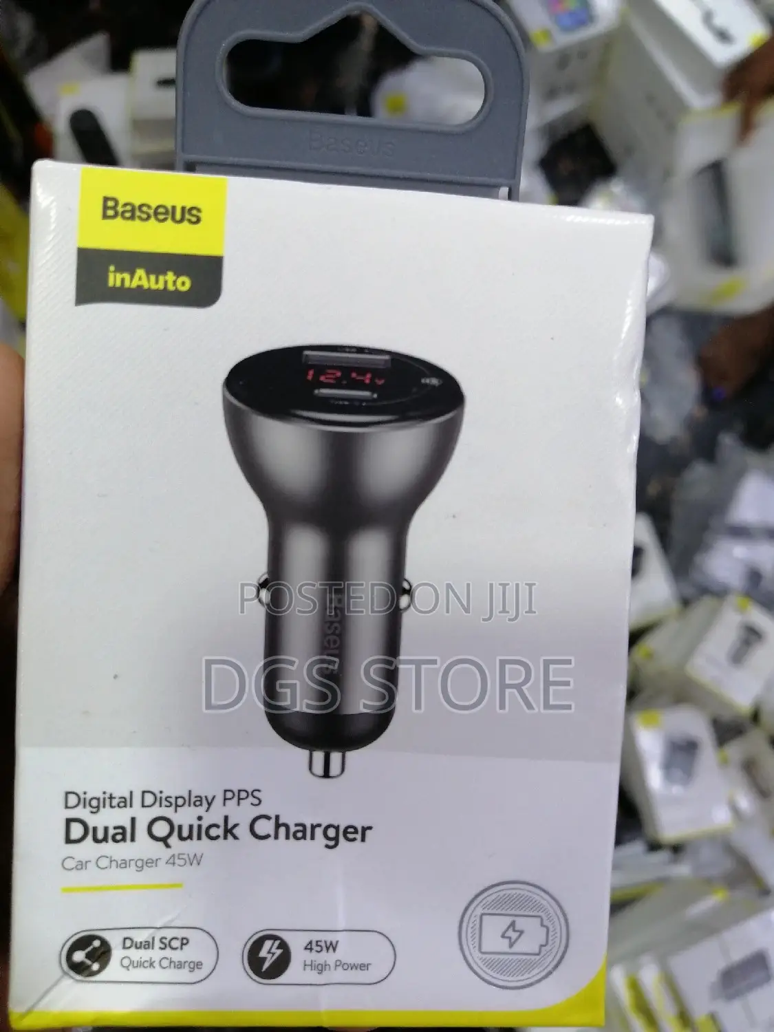 Baseus Digital Display Dual Quick Charger Car Charger 45w