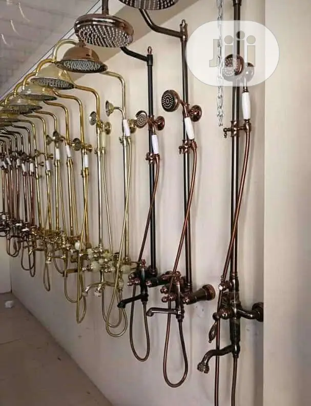 Original Gold Antirust Standing Shower, Hot and Cold Mixer