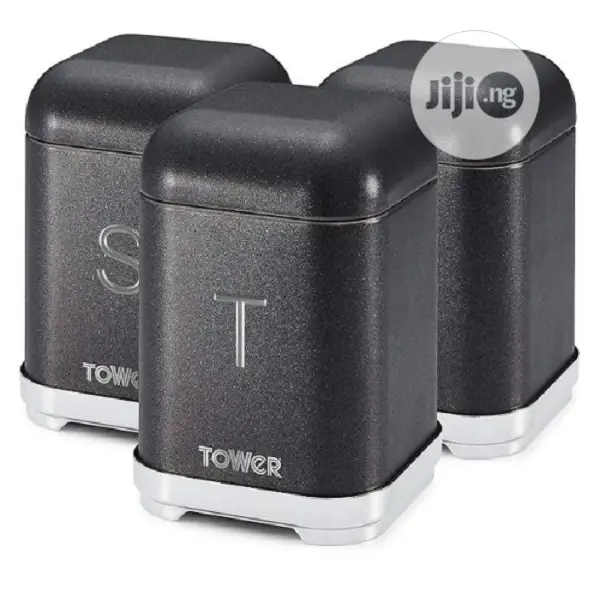 Tower Set of 3 Canisters, Glitz Range, Tea Coffe Sugar