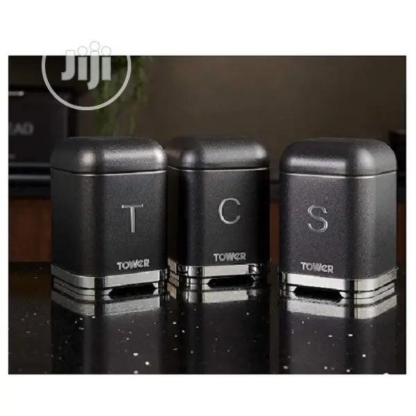 Tower Set of 3 Canisters, Glitz Range, Tea Coffe Sugar