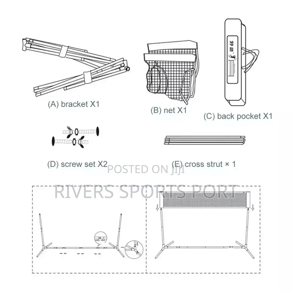 Portable Badminton Volleyball Tennis Net With Stand