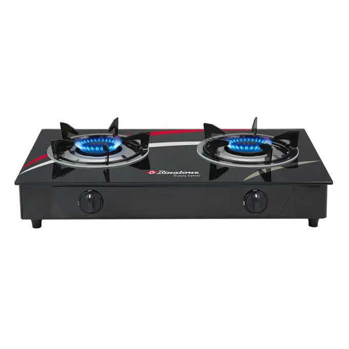 Binatone Double Burner Table Top Gas Cooker Glass Top