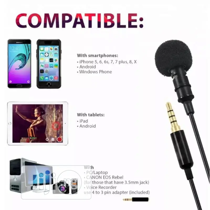 Mini Portable Lapel Microphone for Phone, DSLR Camera and La