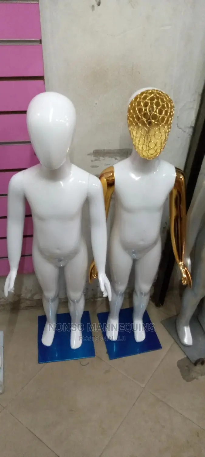 Unisex Glossy White/Gold Kids Display Mannequins