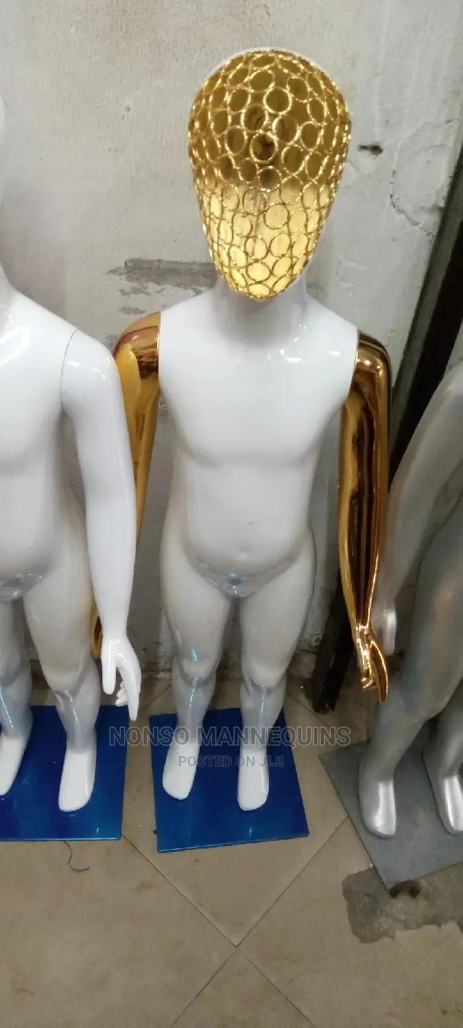 Unisex Glossy White/Gold Kids Display Mannequins