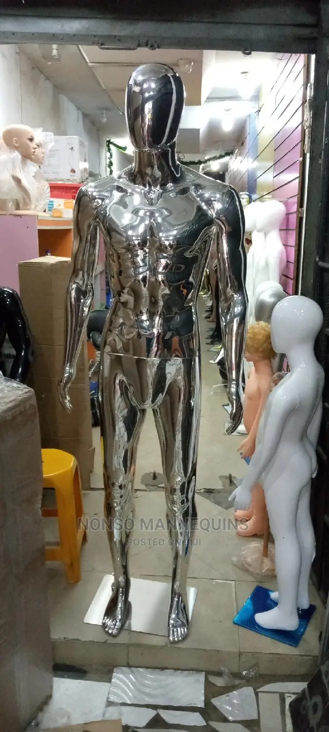 Silver Full Body Faceless Male Mannequins