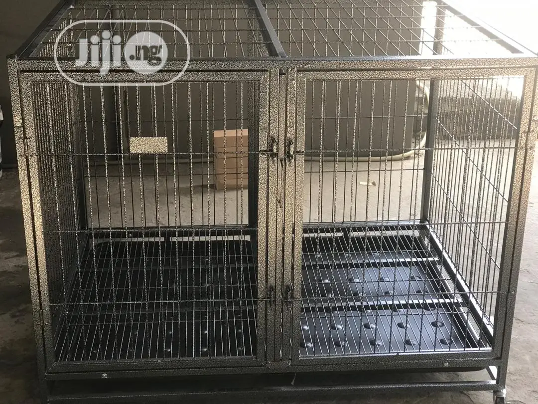 Galvanized Collasible Metal Dog Cage Two Partition Xlarge