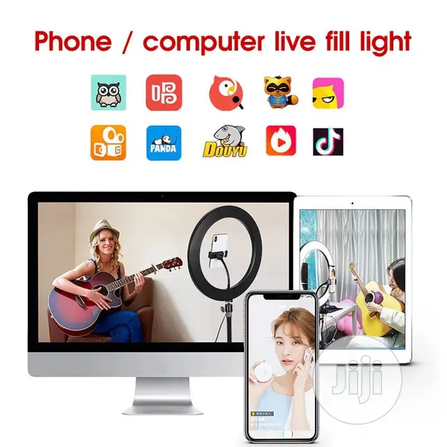 Photography LED Selfie Ring Light 3 Color Dimmable Camera