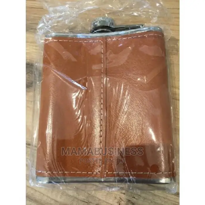 Johnnie Walker Whiskey Liquor Hip Flask - Leather Brown