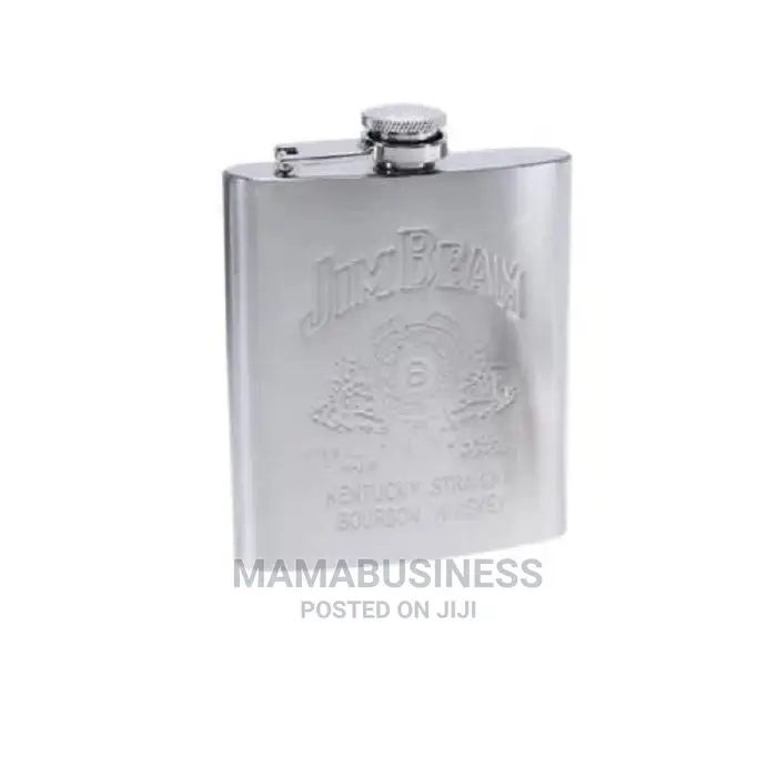 7oz Jim Beam Whiskey Flask Pocket Stainless Steel Liquor Hip