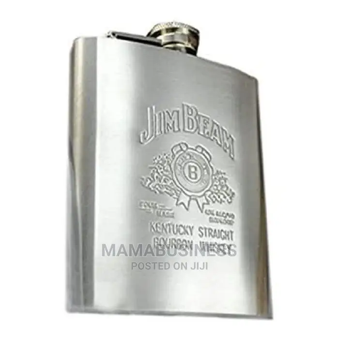 7oz Jim Beam Whiskey Flask Pocket Stainless Steel Liquor Hip