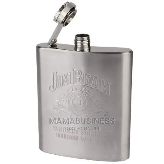 7oz Jim Beam Whiskey Flask Pocket Stainless Steel Liquor Hip