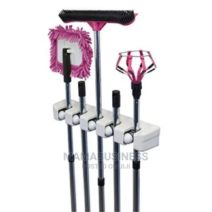 Wall Mounted Mop and Broom Holder - Grey