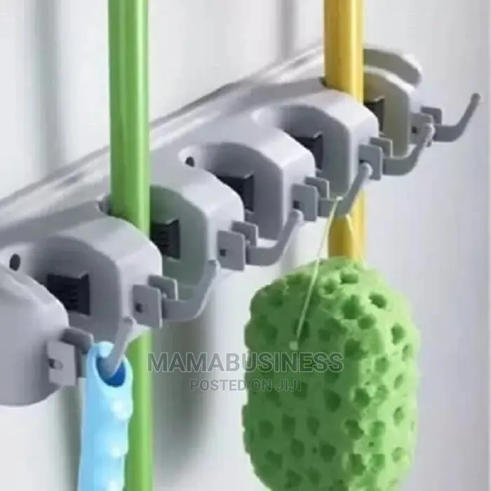 Wall Mounted Mop and Broom Holder - Grey