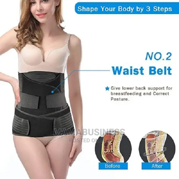 3 in 1 Postpartum Belly Support Recovery Belt Shaper - Black