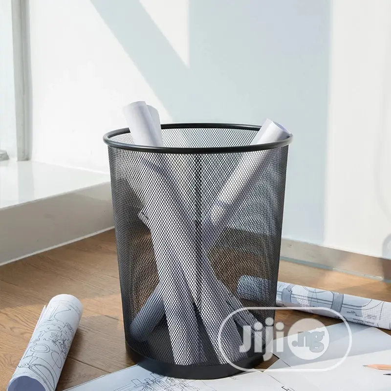 Metal Trashcan Household Large Metal Mesh Round Trash