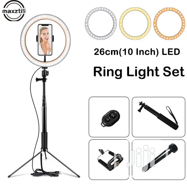 10 Inch Selfie Light Stick With Led Ring Light Tripod Stand