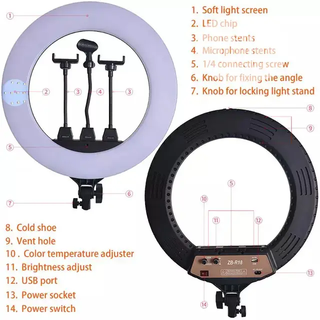 18inch Selfie Ring Light Photo Studi Lighting LED Ring Lamp