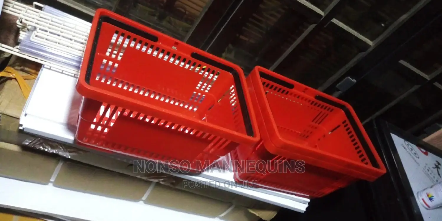 Red Colour With Black Double Handles Shopping Baskets