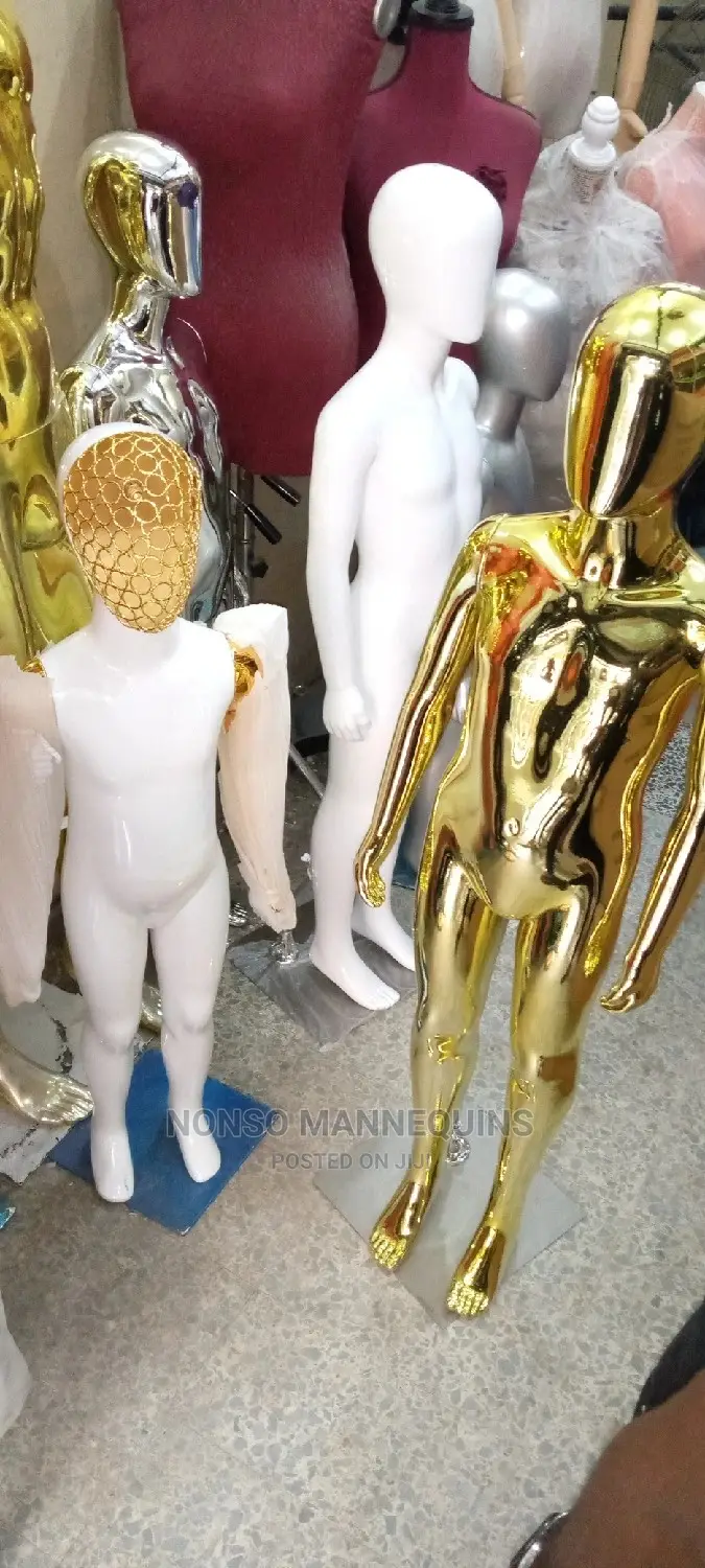 Age 4 To 7 Years Gold Chrome Unisex Kids Mannequins