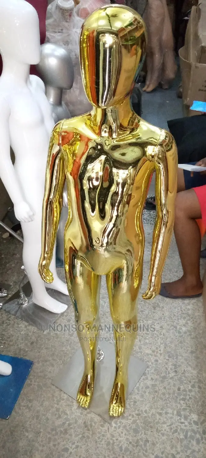 Age 4 To 7 Years Gold Chrome Unisex Kids Mannequins