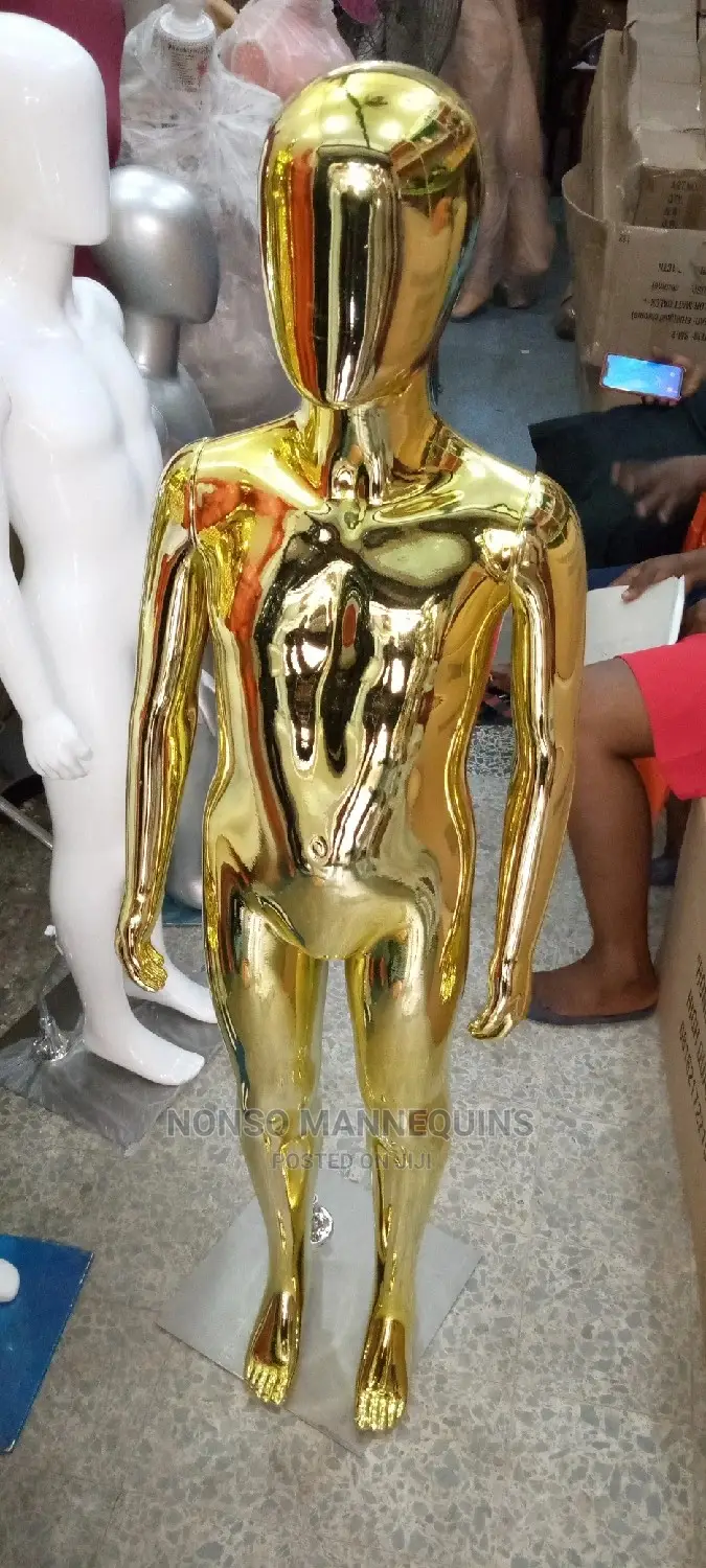 Age 4 To 7 Years Gold Chrome Unisex Kids Mannequins