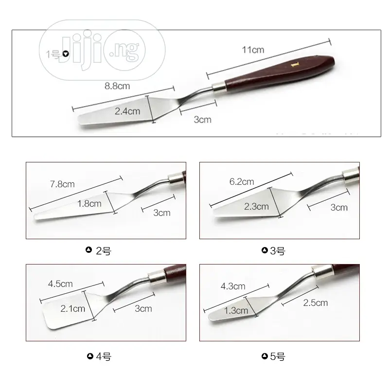 5pcs Mixed Stainless Steel Palette Scraper Set Spatula Knive