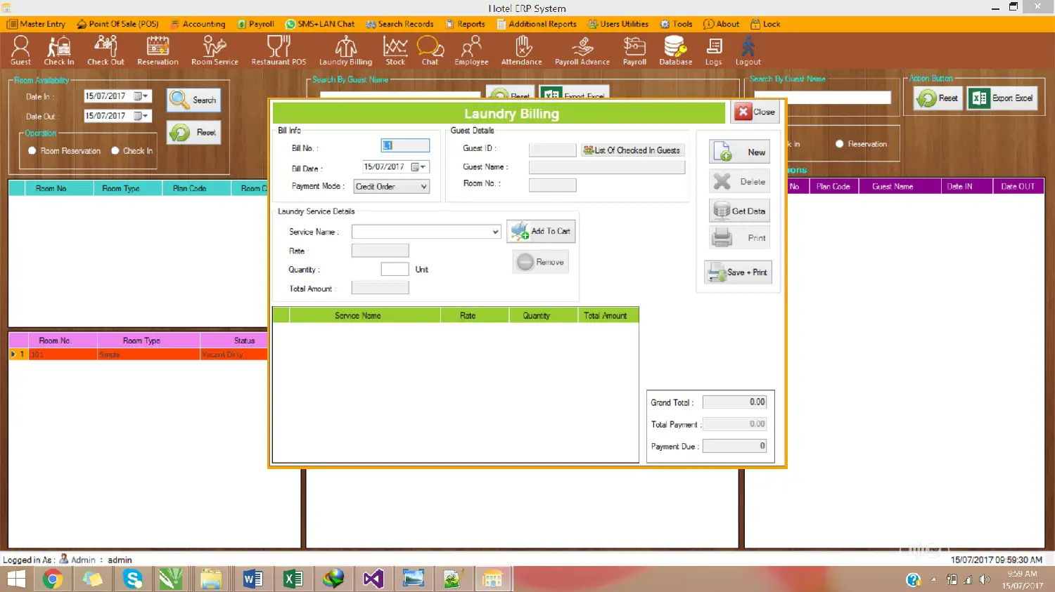 Hotel Management Software + Account Restaurant POS SYSTEM