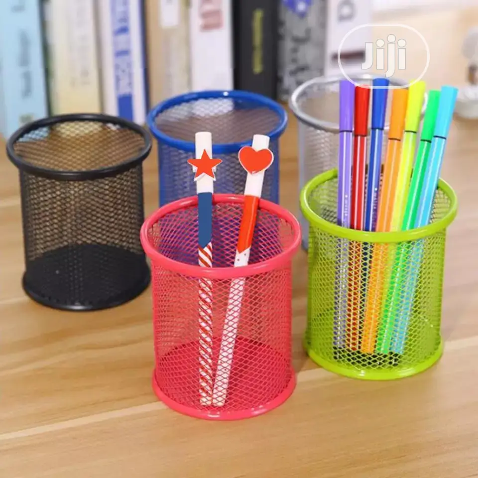 10cm Mesh Metal Pen Pencil Brush Pot Holder Storage Containe