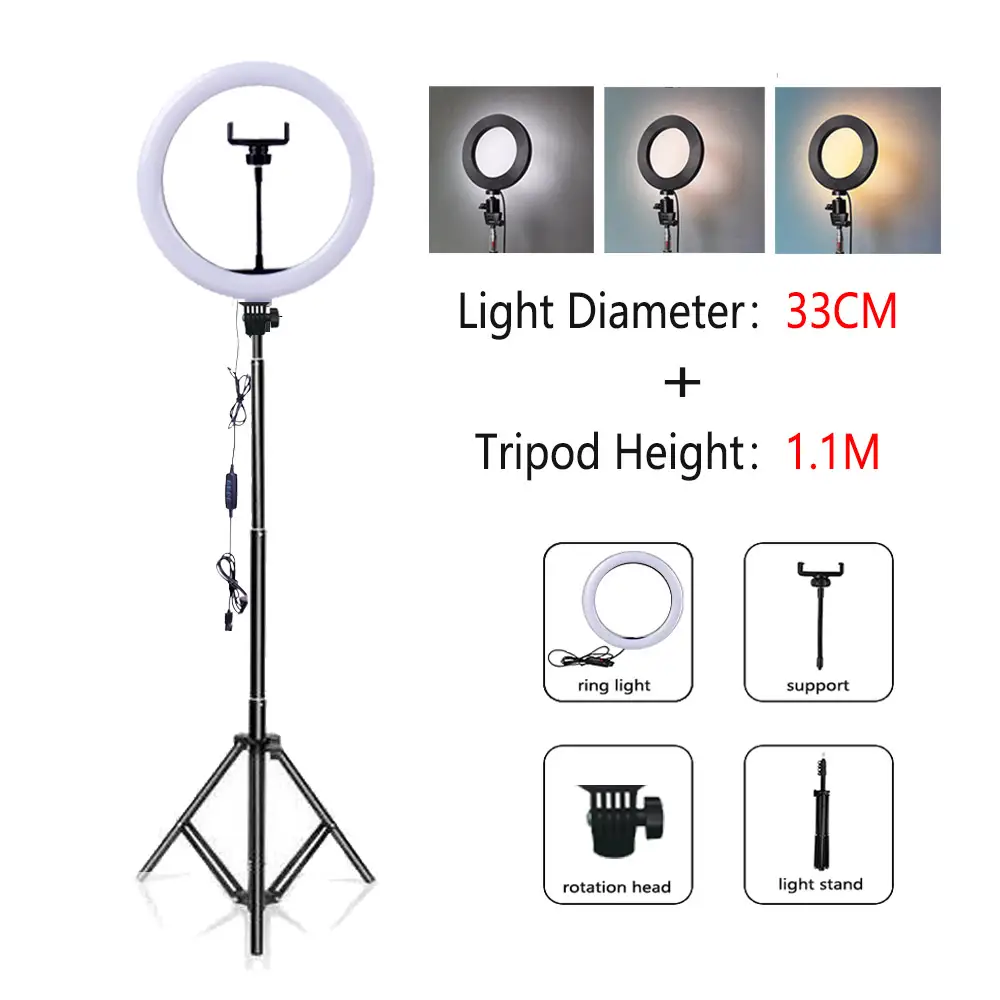 Tripod USB Selfie Light Ring Lamp