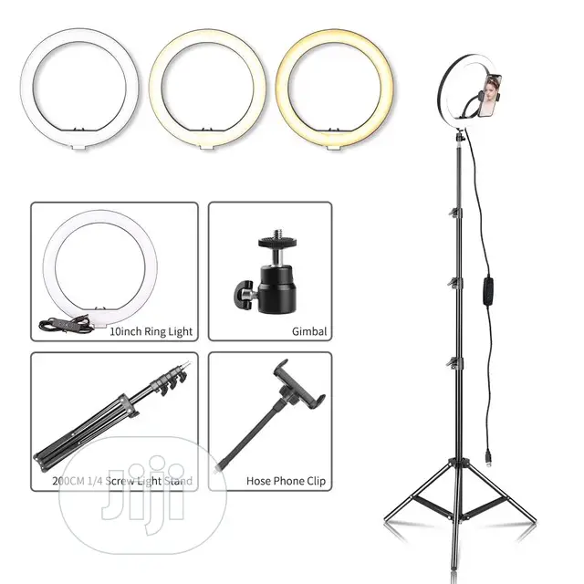 10inch/26cm LED Selfie Ring Light With Tripod