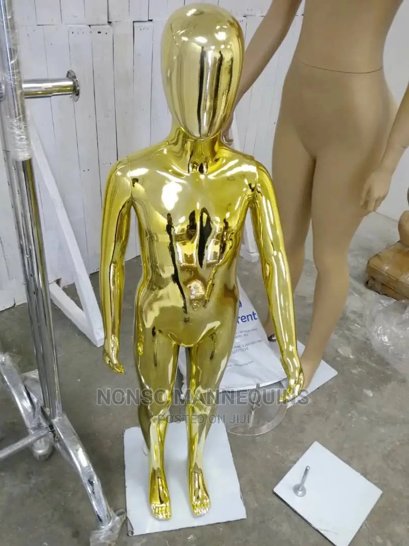 Unisex Children Gold Chrome Faceless Mannequin